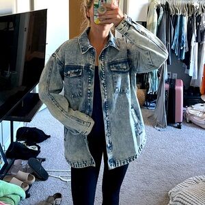 Distressed Denim Oversized Jacket